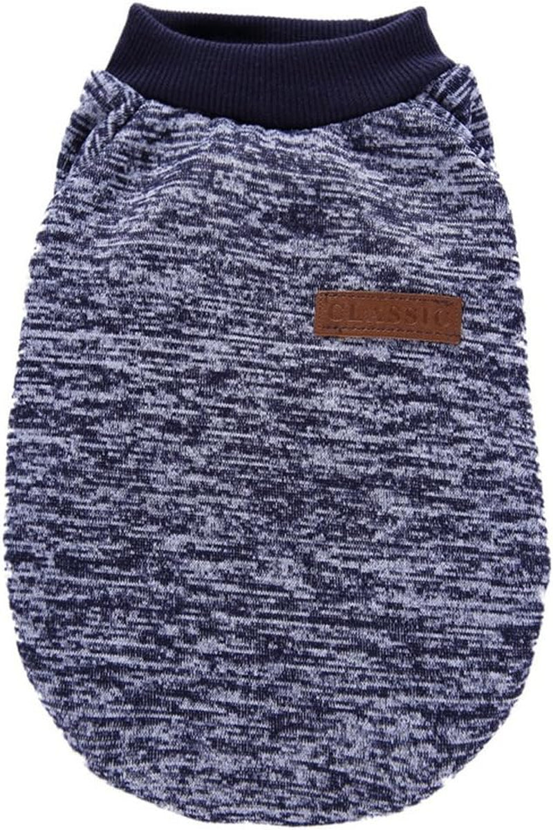 Classic Knit Dog Sweater – Warm Winter Coat for Small Dogs (S, Navy Blue)