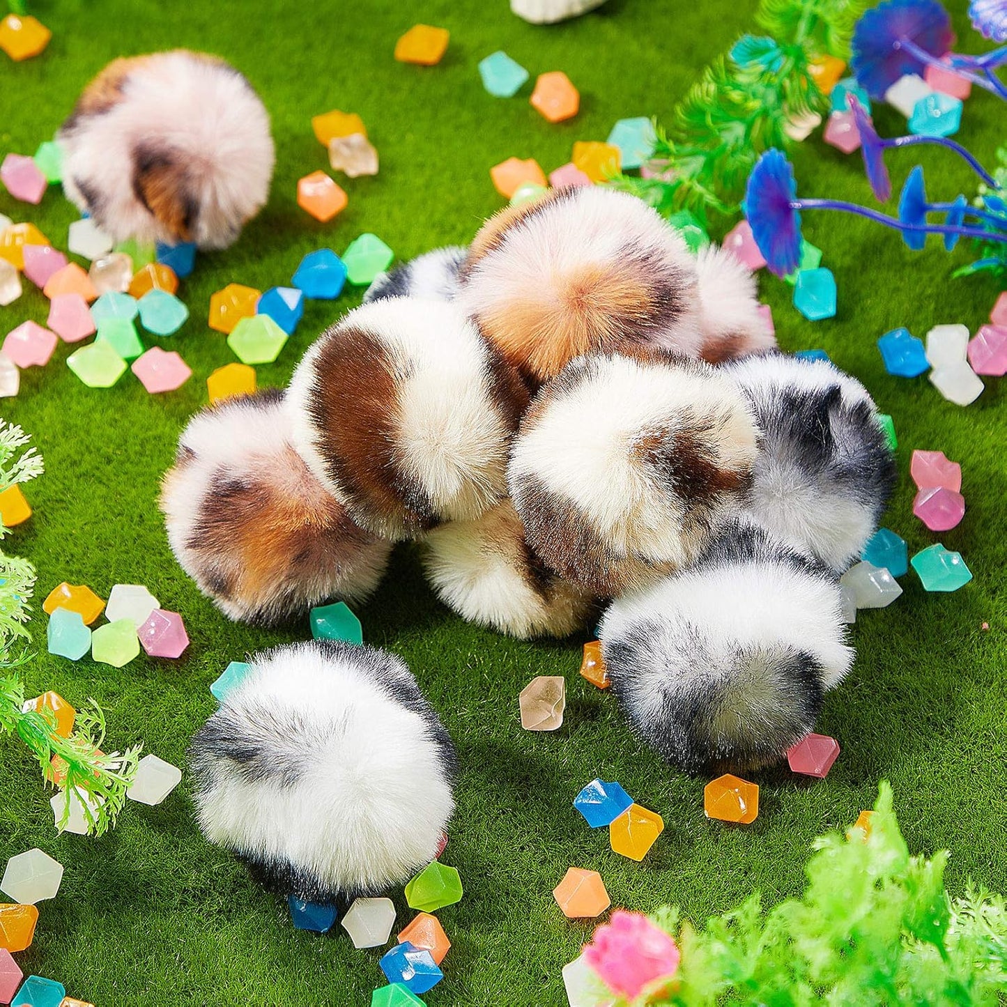 12-Pack Fuzzy Cat Pom Pom Balls – Interactive Plush Toys
