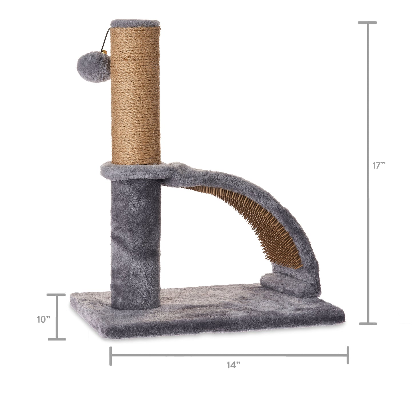 Deluxe Jute Cat Scratching Post with Arch Massager, 17" (43.2 cm), Gray