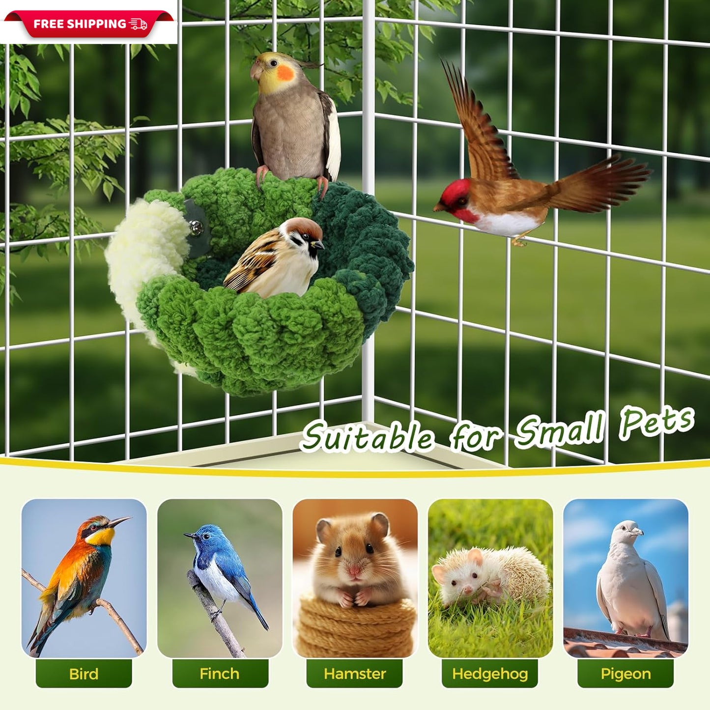 Plush Hanging Bird Nest Bed for Parakeets