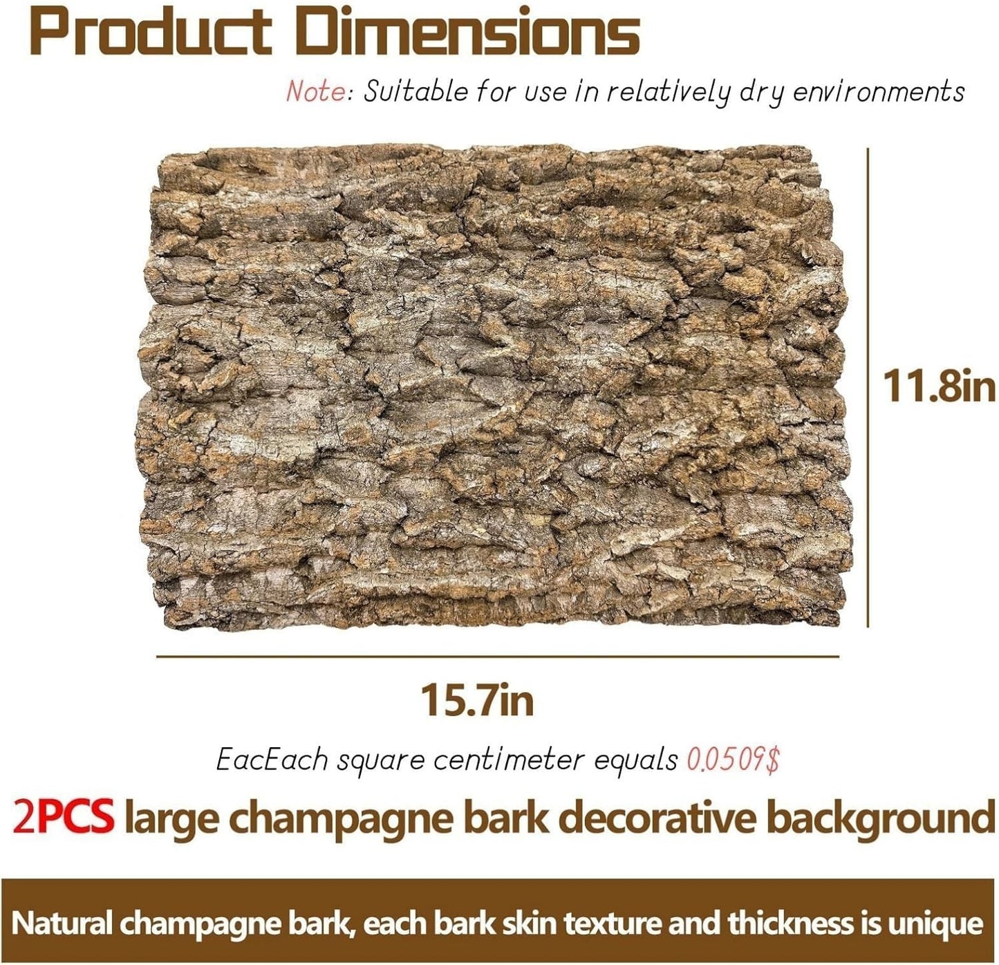 Natural Cork Terrarium Background Set, 15.7×11.8In (40 × 30 cm), 2 pcs