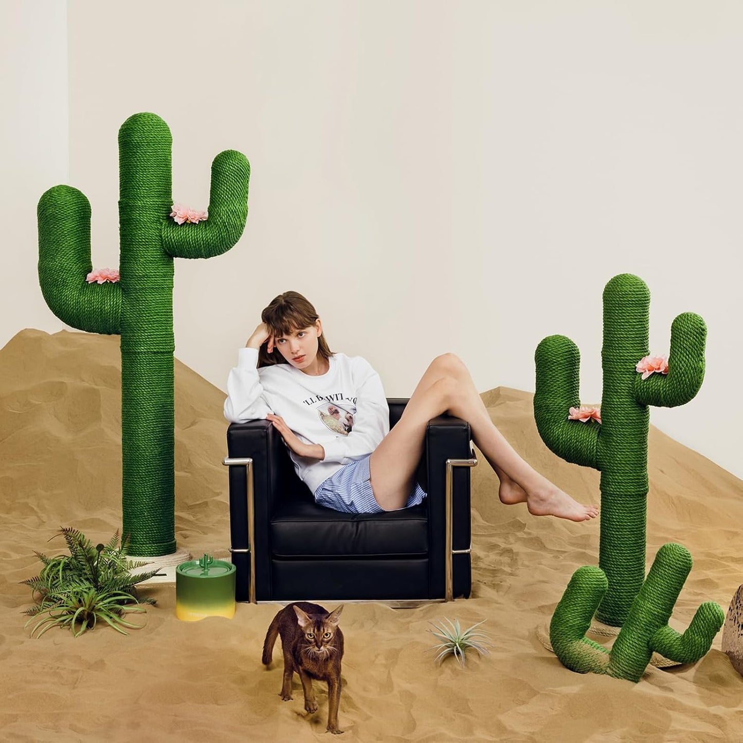 Cactus Cat Scratching Post – Large 41.3" Sisal Scratch Tower for Indoor Cats (105 cm)