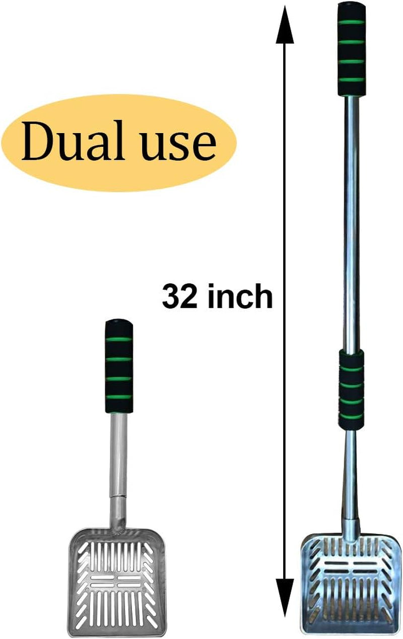 Long Handle Metal Cat Litter Scoop 32 in (81 cm) – Heavy-Duty Non-Stick