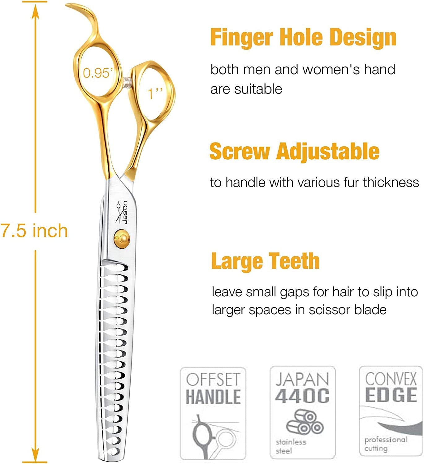 7.5" (19 cm) Pet Grooming Chunker Shears – 18-Tooth Thinning Scissor for Dogs & Cats