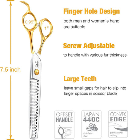 7.5" (19 cm) Pet Grooming Chunker Shears – 18-Tooth Thinning Scissor for Dogs & Cats