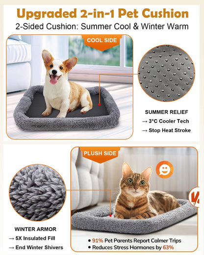 Soft Pet Carrier for Cats & Small Dogs – Travel Carrier with Cushion & Foldable Bowl (up to 9.1 kg, Dark Gray)