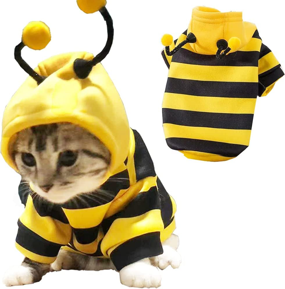 Pet Hoodie Sweater – Bee Costume for Dogs & Cats (Yellow, XL)