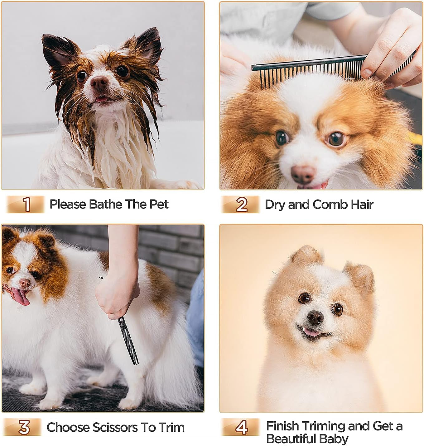 Professional Dog Grooming Scissors 7" (18 cm) | 6-in-1 Stainless Steel Set with Safety Round Tip