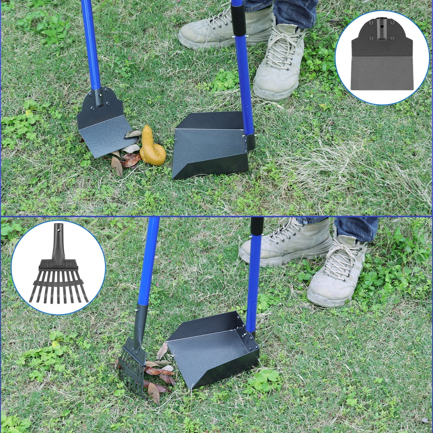Heavy Duty Dog Pooper Scooper Set with Long Handle (94 cm) for Yard & Grass