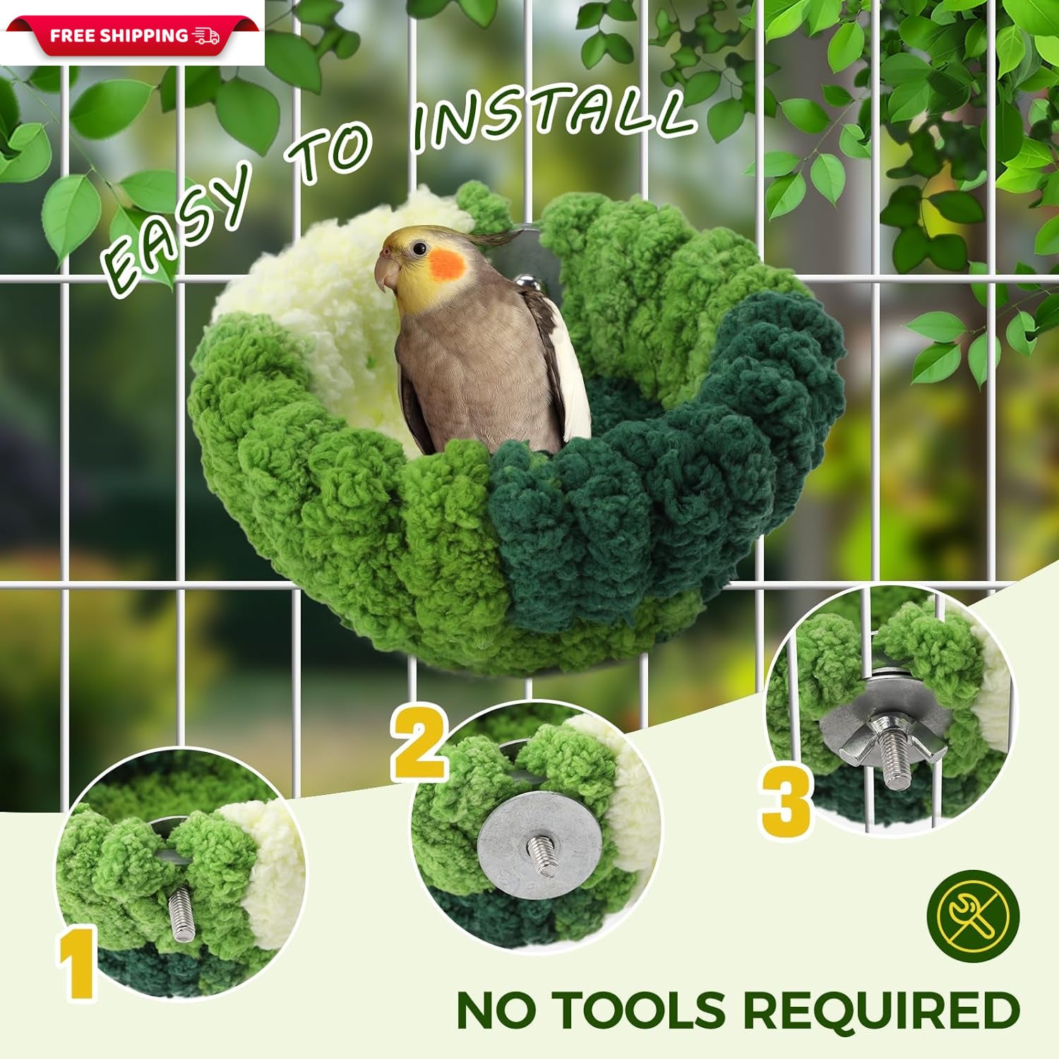 Plush Hanging Bird Nest Bed for Parakeets