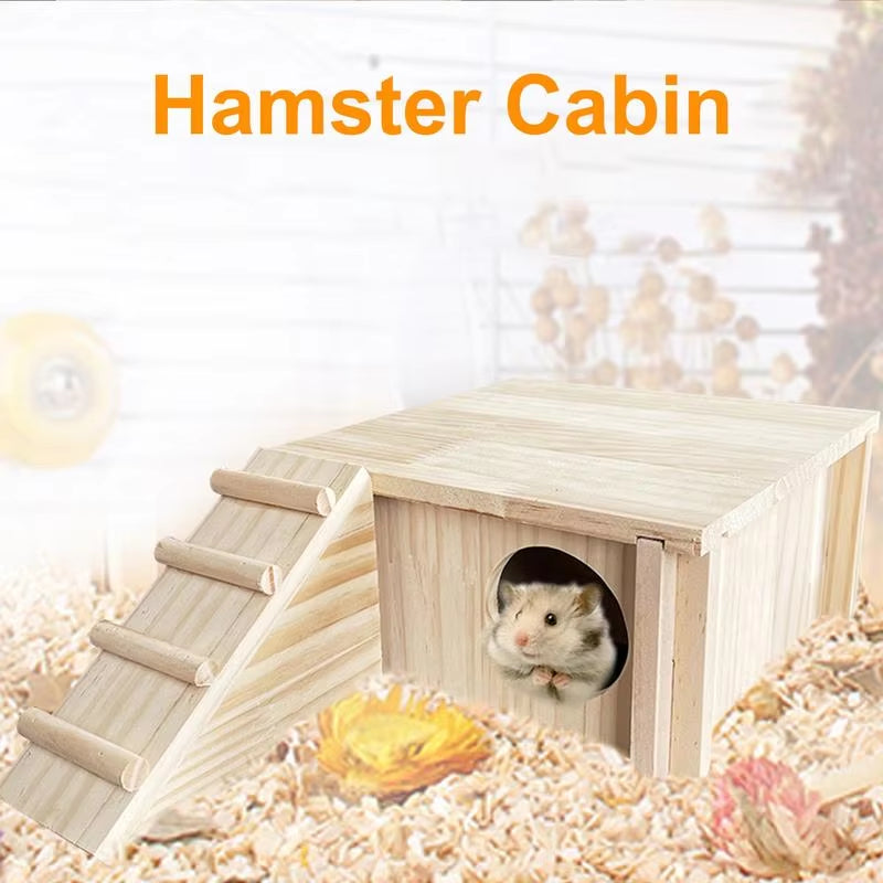 Wooden Hamster Hideout House for Syrian Hamsters