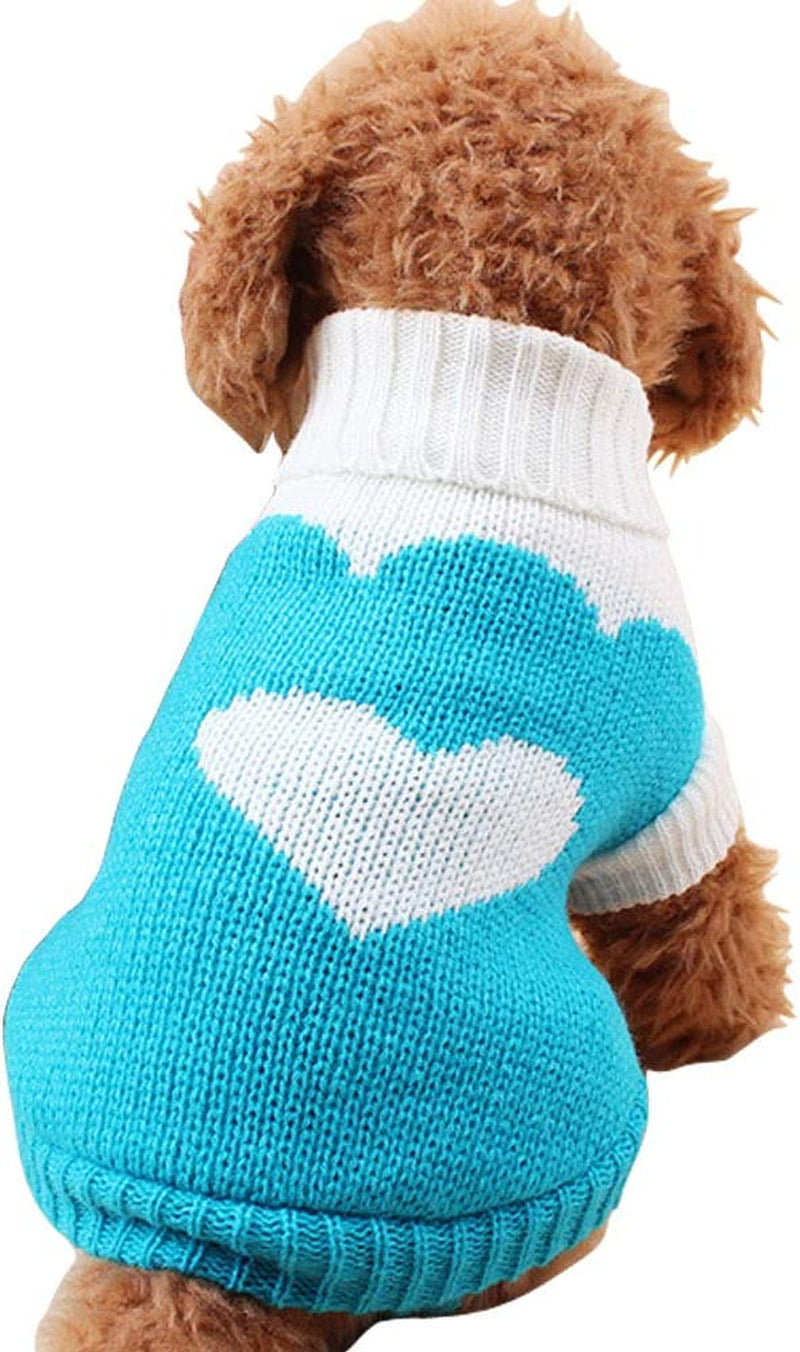 Dog Knit Sweater – Turtleneck Winter Pet Clothing (Sky Blue, M)