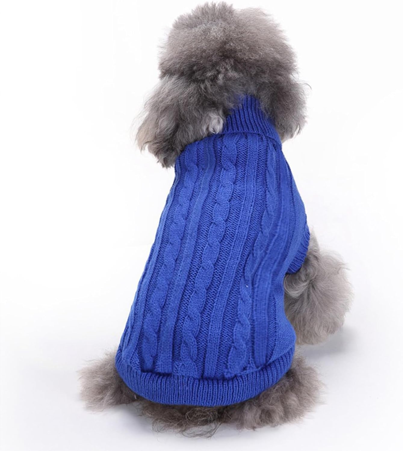 Knitted Dog Sweater for Small Dogs & Cats – Winter Warm Pet Sweatshirt (M, Dark Blue)