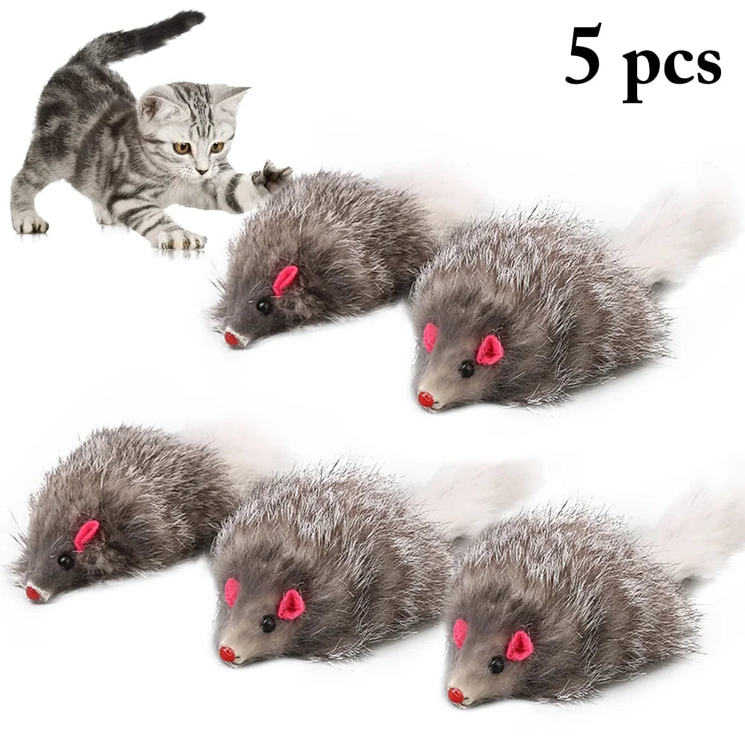 Cat Mouse Toys Set (5 pcs) – Plush Interactive Chew Toys for Cats & Kittens