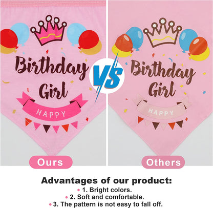 Dog Birthday Party Set – Bandana, Hat & Banner (Pink, Girl)