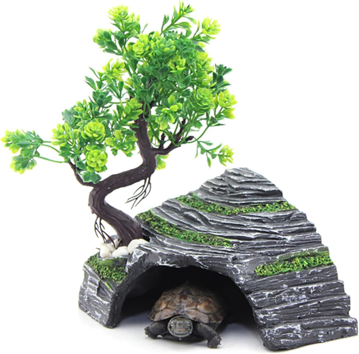 Reptile Hideout Cave & Basking Platform – Resin Rock Shelter