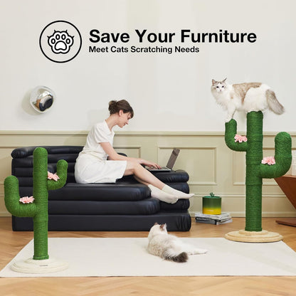 Cactus Cat Scratching Post – Large 41.3" Sisal Scratch Tower for Indoor Cats (105 cm)