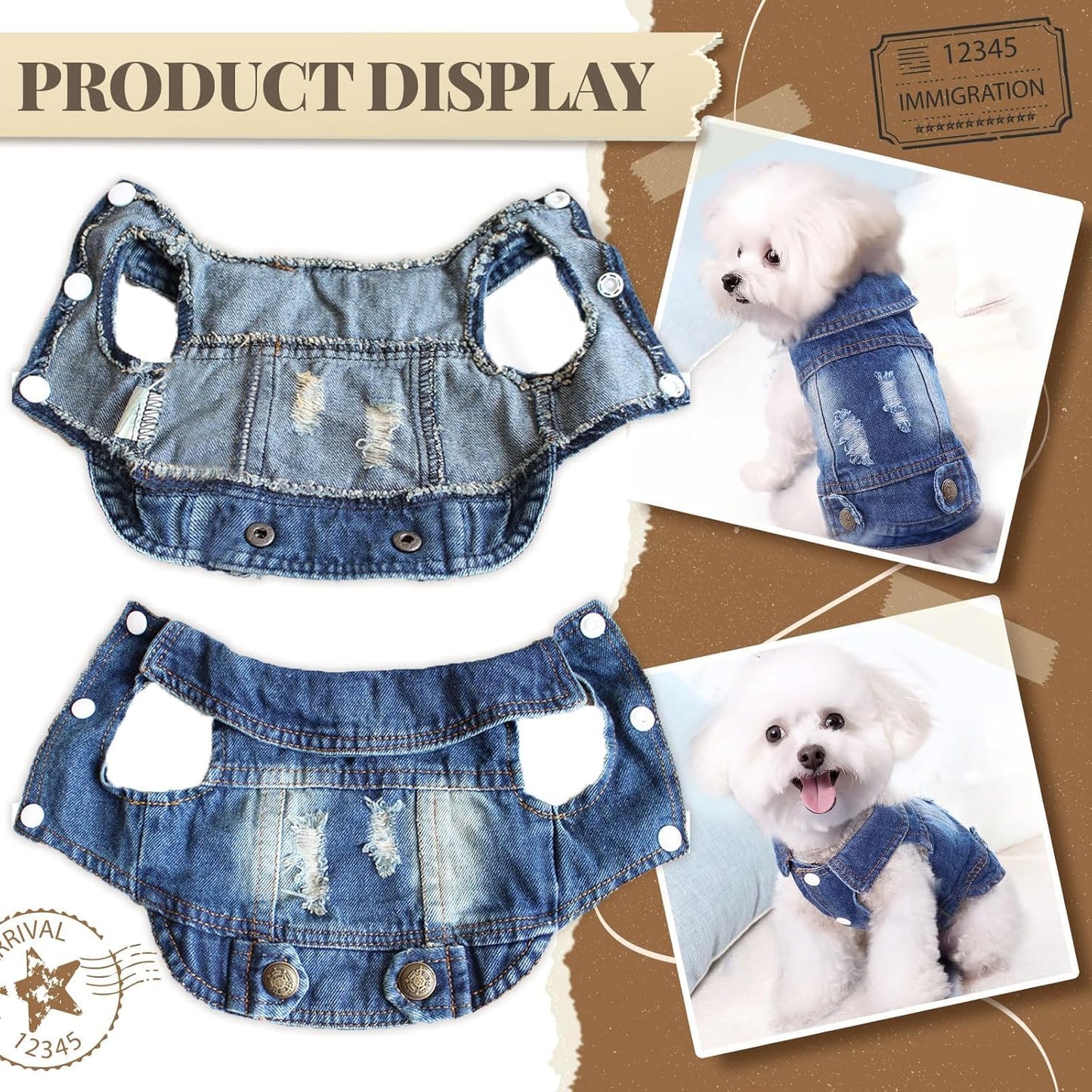 Dog Denim Jacket – Jean Vest for Small Pets (Blue, XS, 2-4 Lbs, 0.9–1.8 kg)