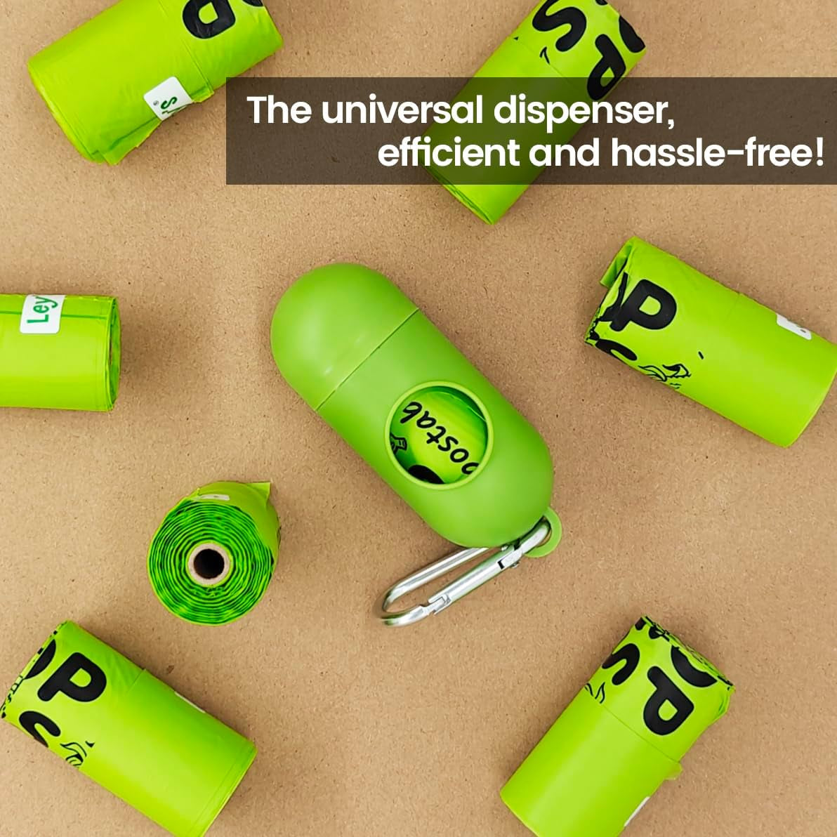 Compostable Dog Poop Bags – Plant-Based, Easy-Tie Handles, Unscented, 120 Count with Dispenser