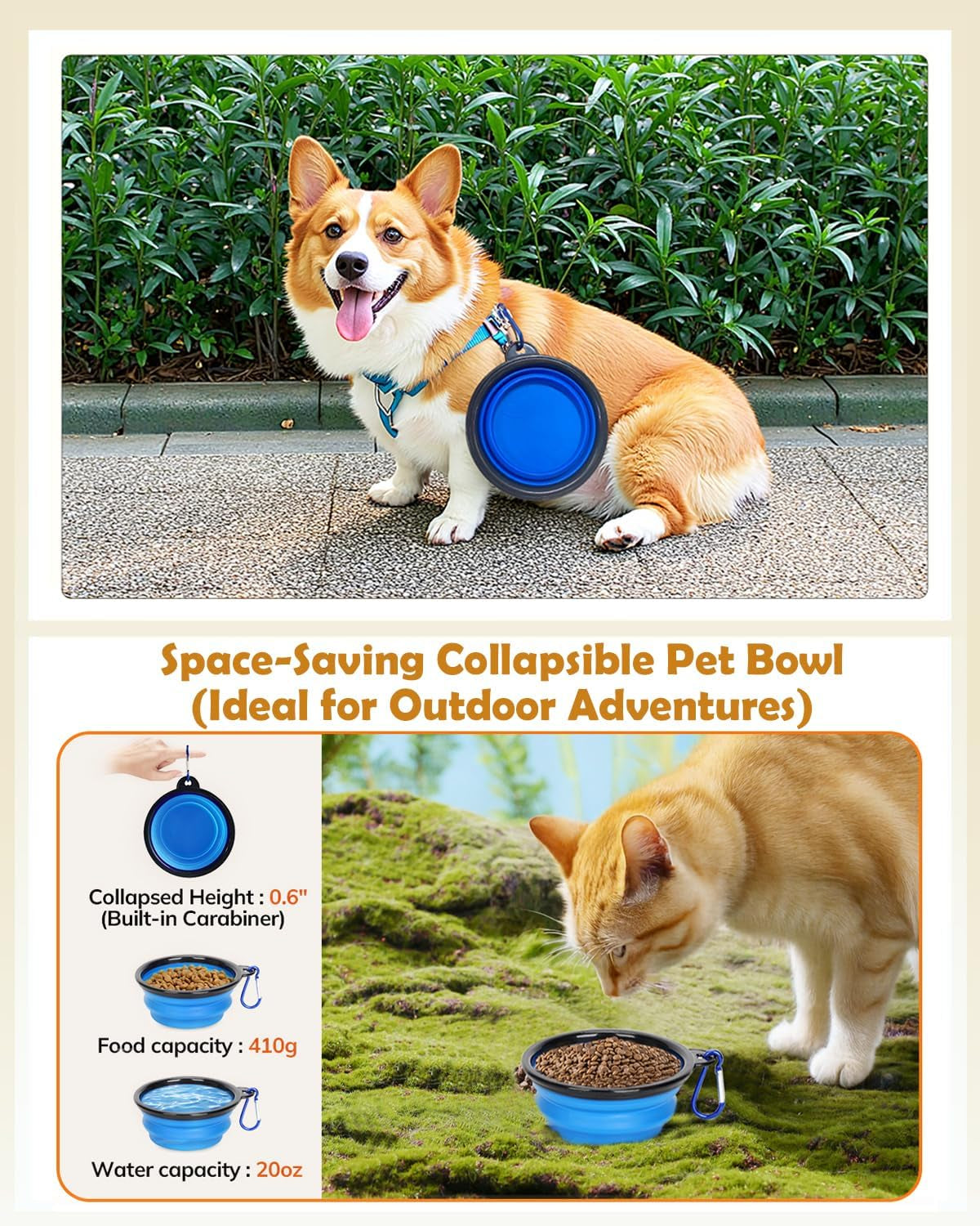 Soft Pet Carrier for Cats & Small Dogs – Travel Carrier with Cushion & Foldable Bowl (up to 9.1 kg, Dark Gray)