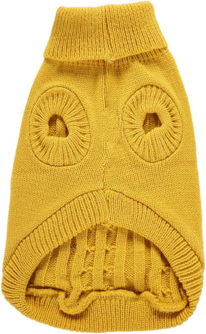 Knitted Dog Sweater for Small Dogs & Cats – Winter Warm Pet Sweatshirt (XS, Yellow)