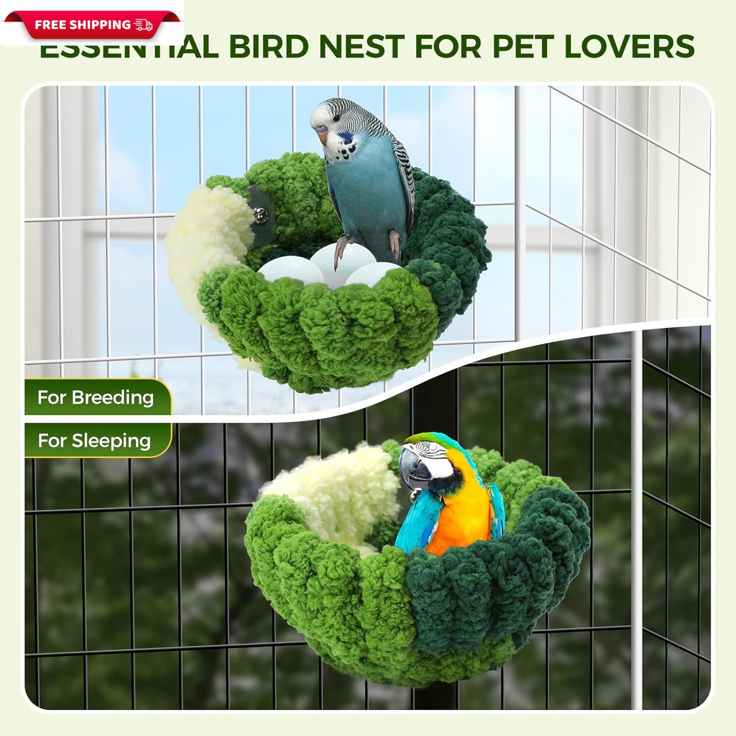 Plush Hanging Bird Nest Bed for Parakeets