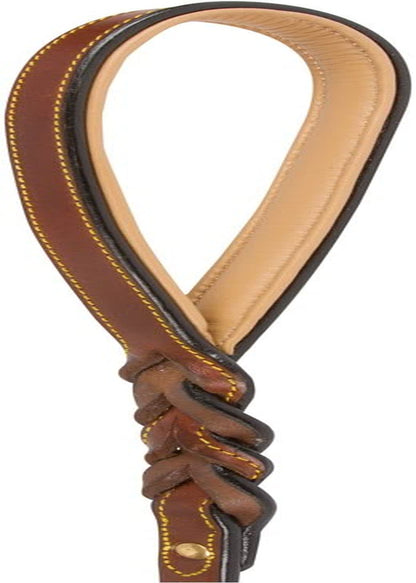 Leather Braided Dog Leash, Brown 6Ft × 3/4 Inch (183 cm × 1.9 cm), Full-Grain Lead