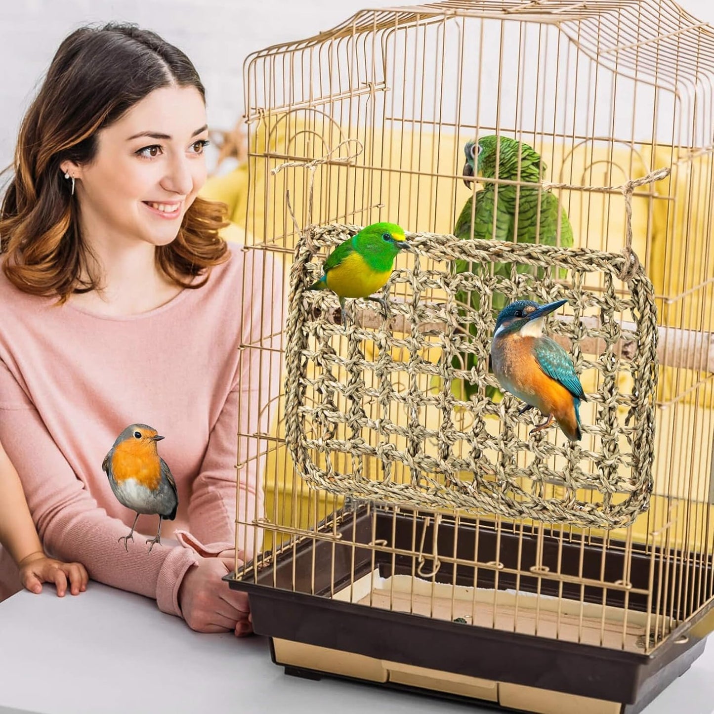 Seagrass Bird Mat for Parakeets & Cockatiels – Foraging Climbing Toy