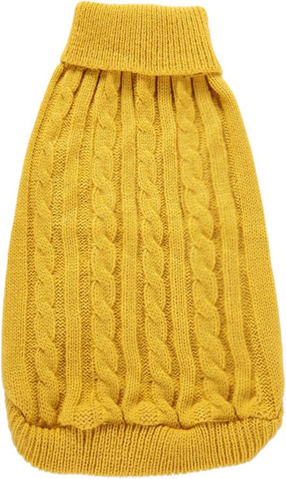 Knitted Dog Sweater for Small Dogs & Cats – Winter Warm Pet Sweatshirt (XS, Yellow)