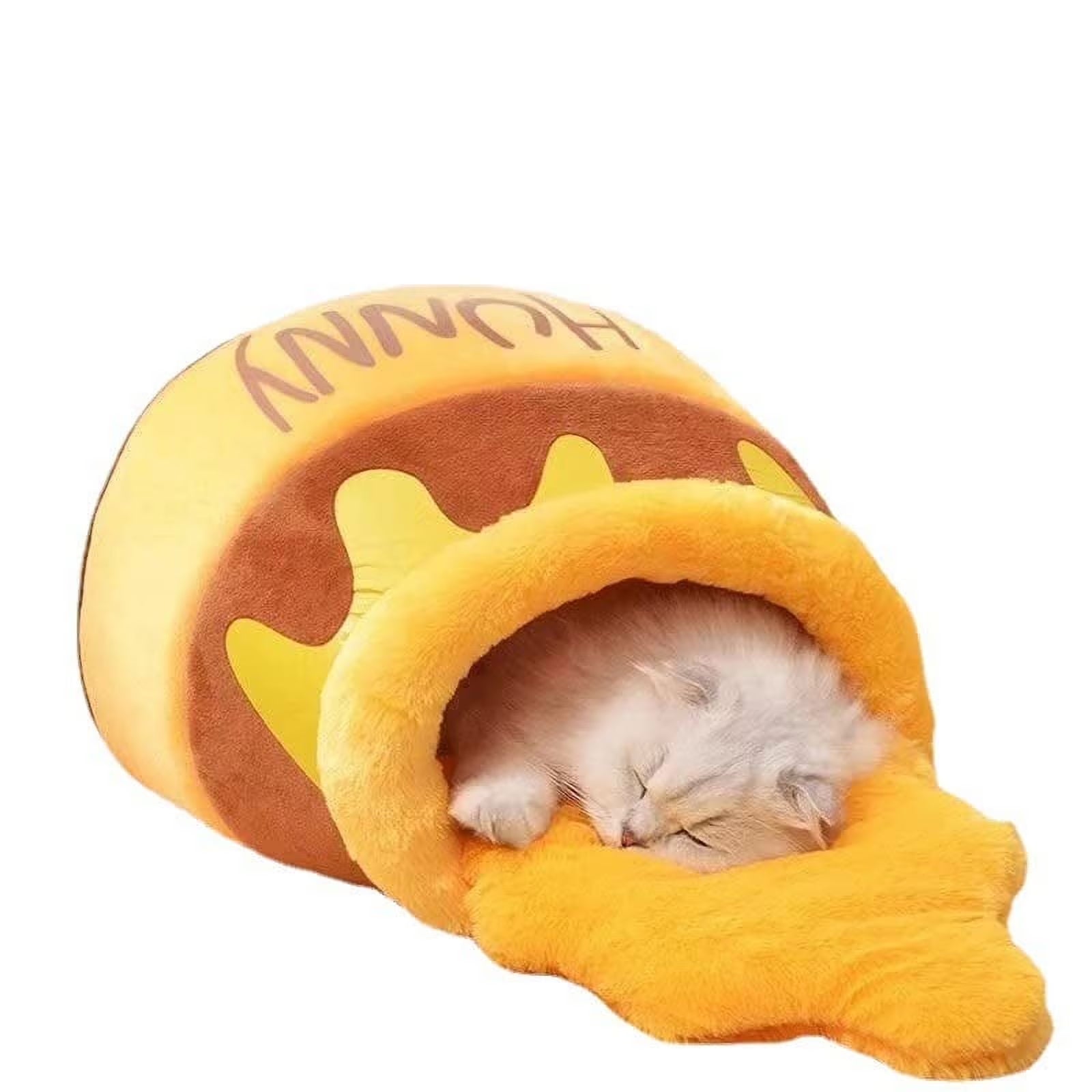 Honey Pot Cat Bed with Memory Foam – Cozy Indoor Cat House with Washable Cushion (Large)