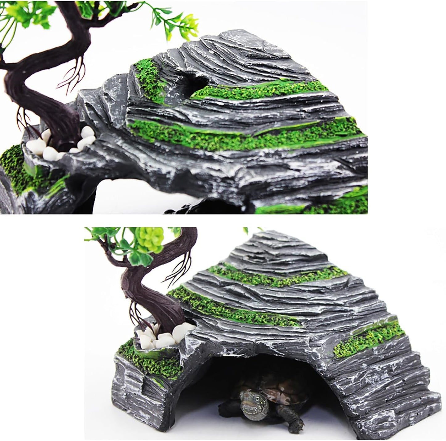 Reptile Hideout Cave & Basking Platform – Resin Rock Shelter