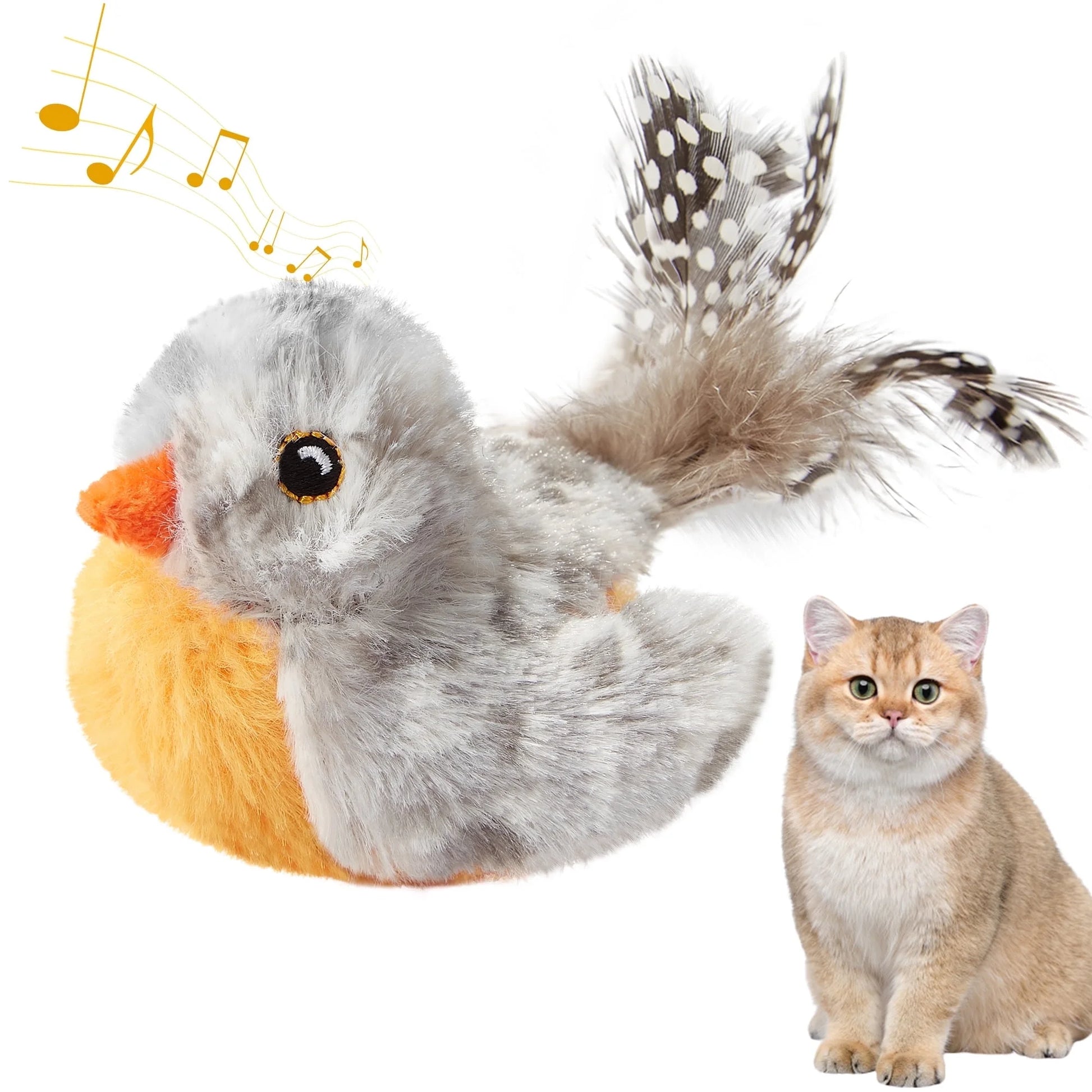 Interactive Chirping Bird Cat Toy – Automatic Sound Play