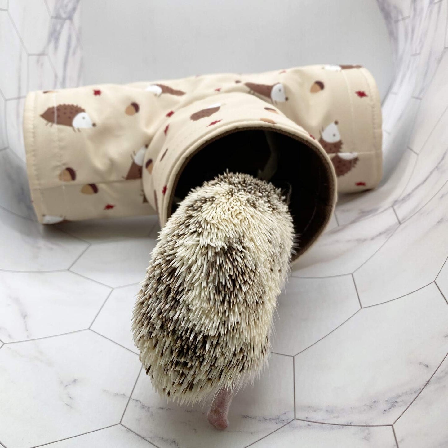 Handmade Small Animal Hideout Tunnel – Collapsible 3-Way Play Toy (Beige)