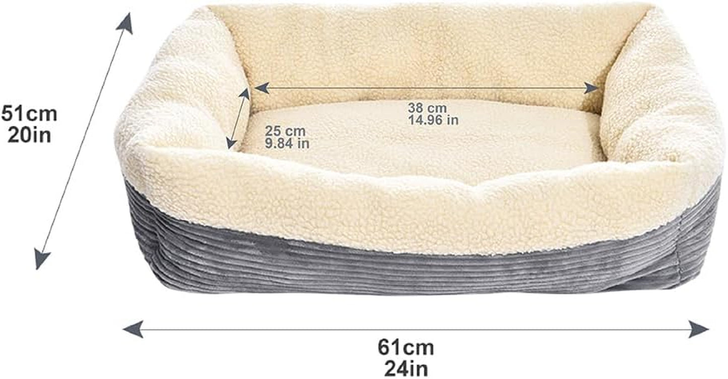 Self-Warming Pet Bed, Washable 24" x 20" x 7" (61×51×18 cm), Gray