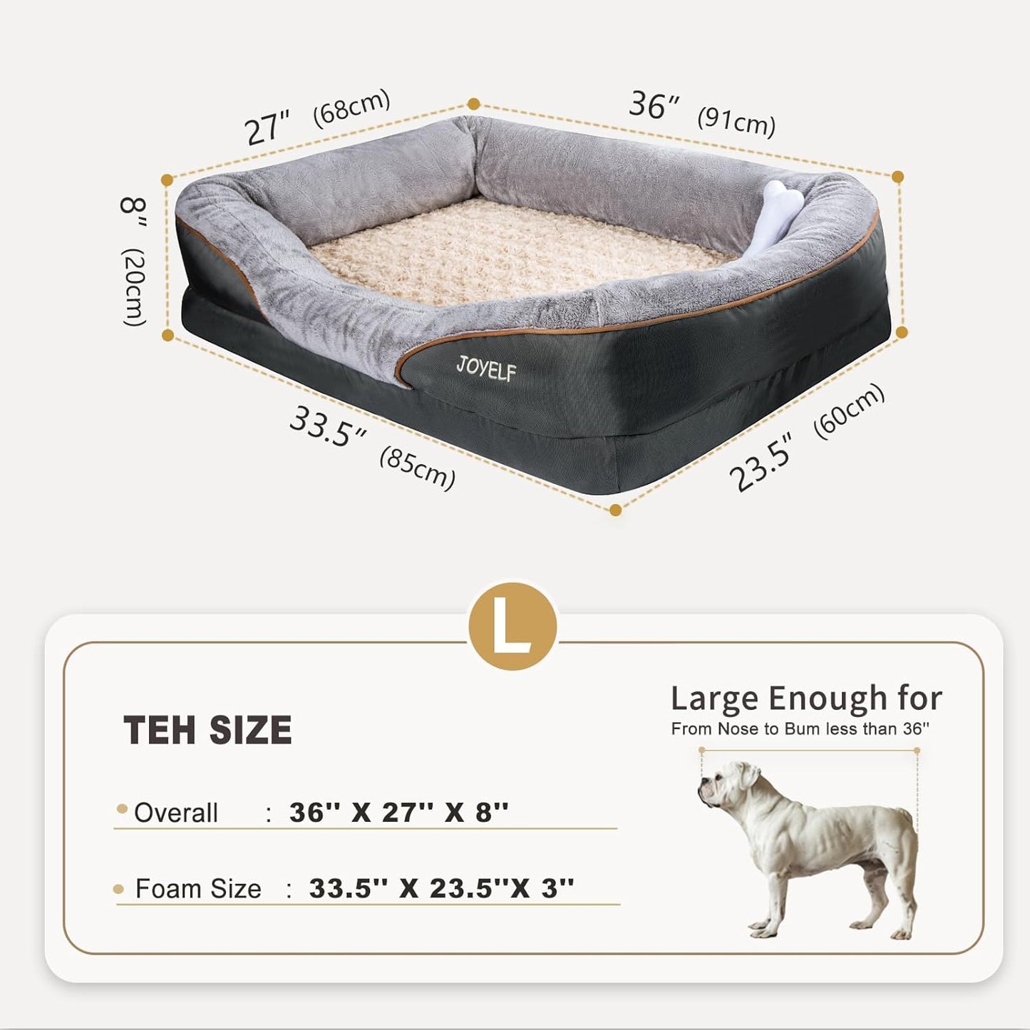 Orthopedic Memory Foam Dog Bed with Washable Cover – Large