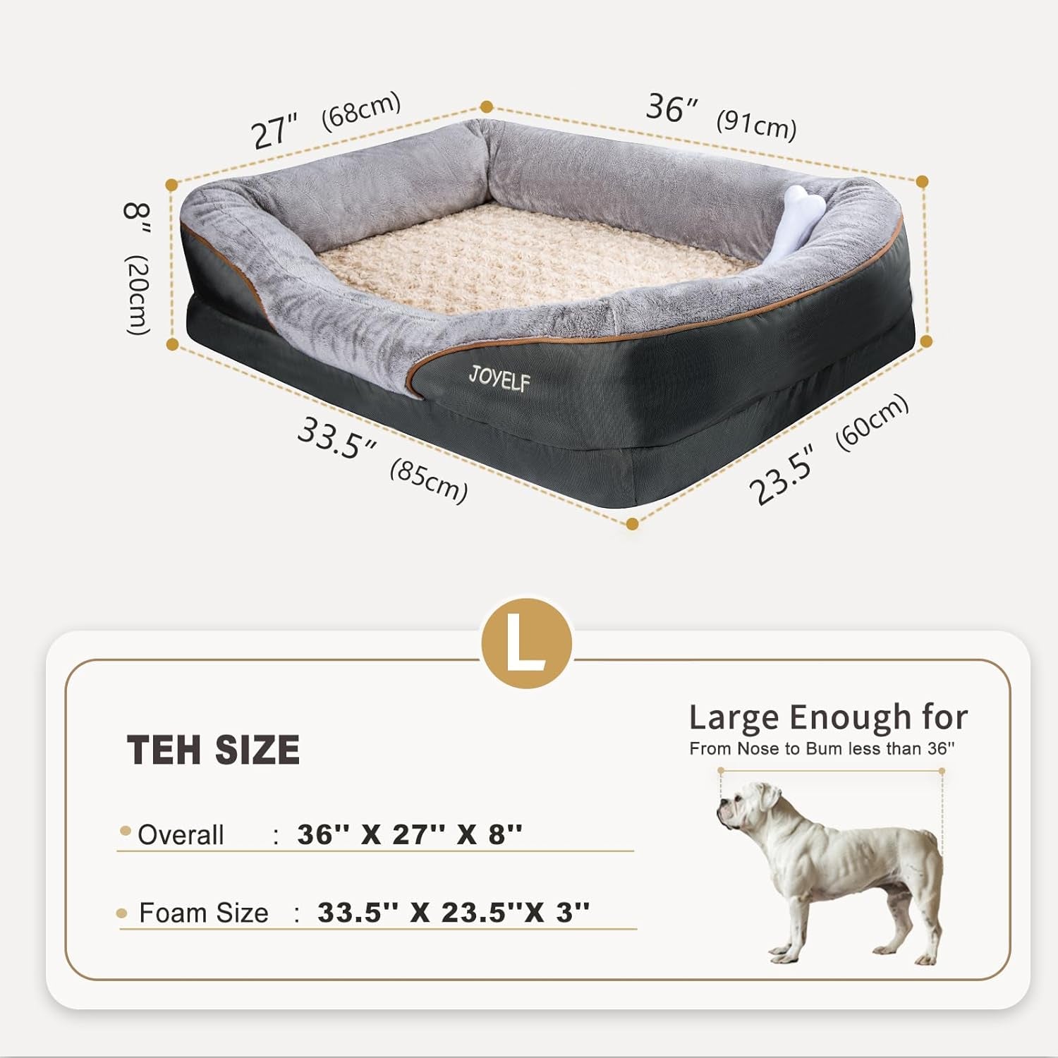 Orthopedic Memory Foam Dog Bed with Washable Cover – Large