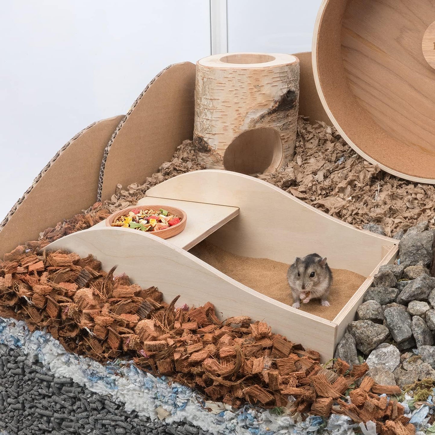 Hamster Wooden Sand Bath Box, Medium-11.8-Inch L X 7.8-Inch W (30 × 20 cm)