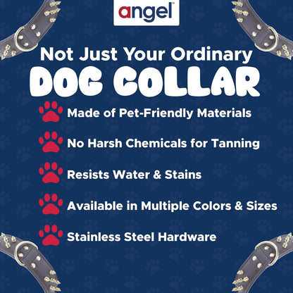 Spiked Leather Dog Collar for Large Dogs – Water-Resistant Thick Collar with D-Ring, 22 × 1.5 In (Chocolate Brown, 55.9 × 3.8 cm)