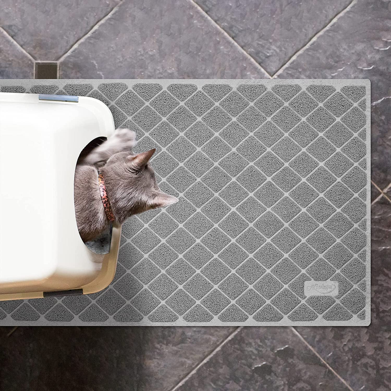Cat Litter Trapping Mat with Waterproof Non-Slip Backing