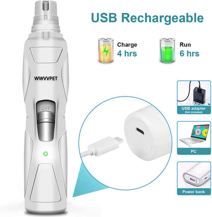 Pet Nail Grinder with LED Light – 2-Speed Quiet Nail Trimmer for Dogs & Cats (S/M/L)