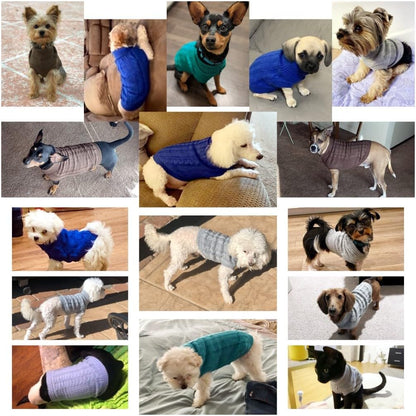 Knitted Dog Sweater for Small Dogs & Cats – Winter Warm Pet Sweatshirt (M, Dark Blue)