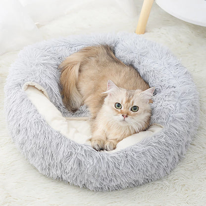Calming Pet Bed – Hooded Faux Fur Cave for Small Dogs & Cats (Up to 11 lbs / ≈5 kg)