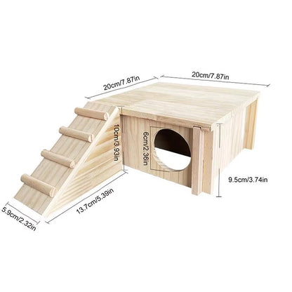 Wooden Hamster Hideout House for Syrian Hamsters