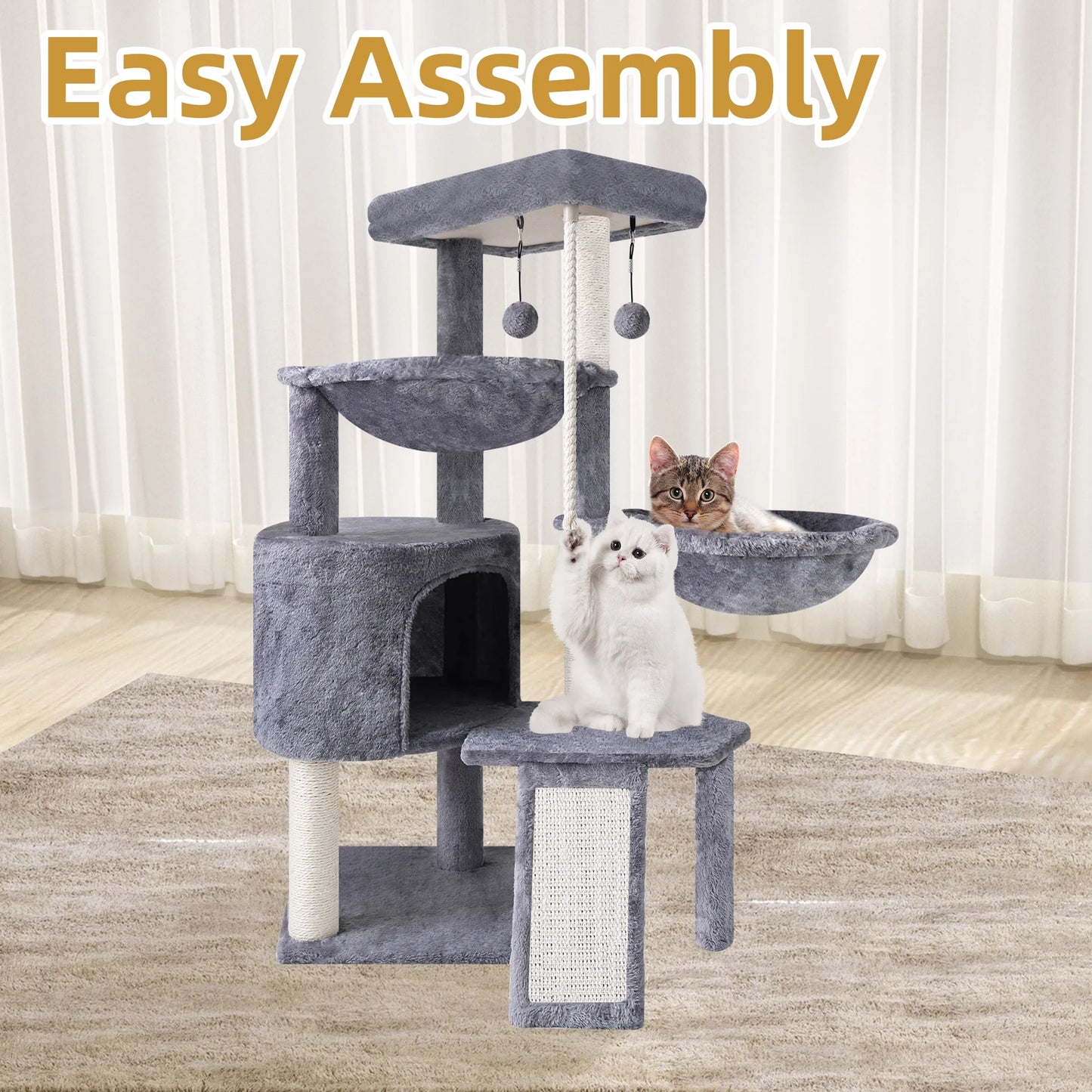 37.4" (95 см) Cat Tree – Tower with Scratching Posts & Condo