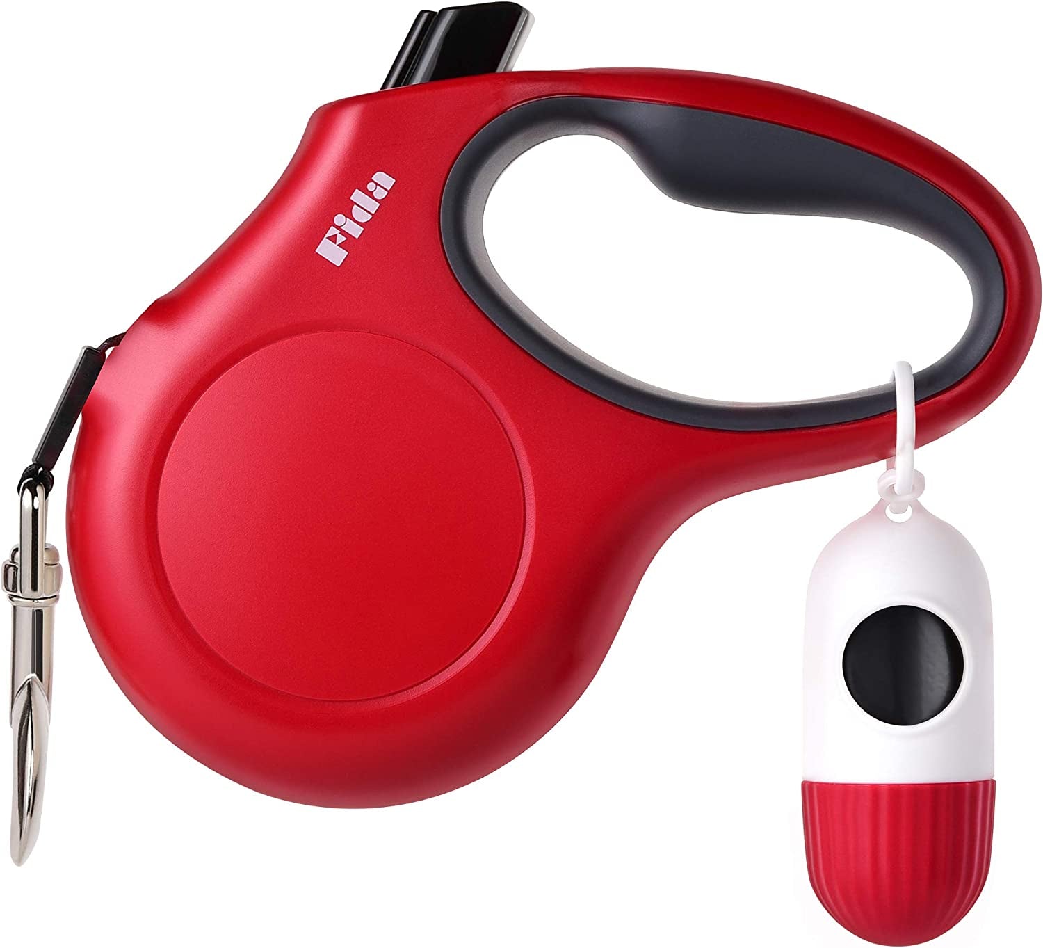 Retractable Dog Leash 16 ft (4.8 m) with Dispenser & Bags – Red