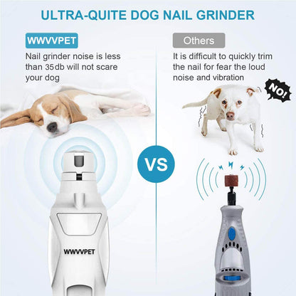 Pet Nail Grinder with LED Light – 2-Speed Quiet Nail Trimmer for Dogs & Cats (S/M/L)