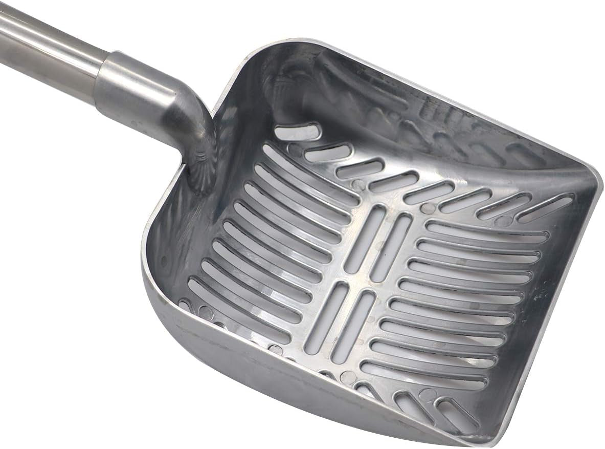 Long Handle Metal Cat Litter Scoop 32 in (81 cm) – Heavy-Duty Non-Stick