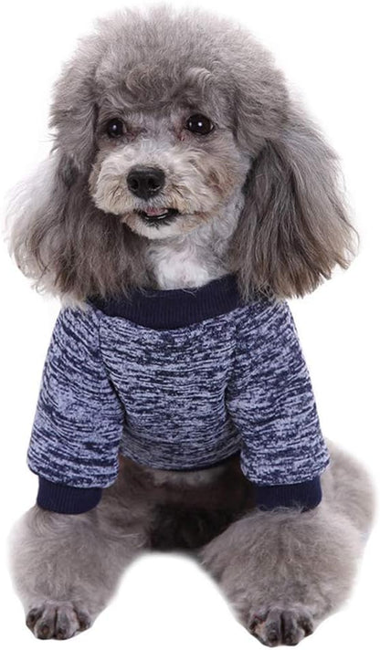 Classic Knit Dog Sweater – Warm Winter Coat for Small Dogs (S, Navy Blue)