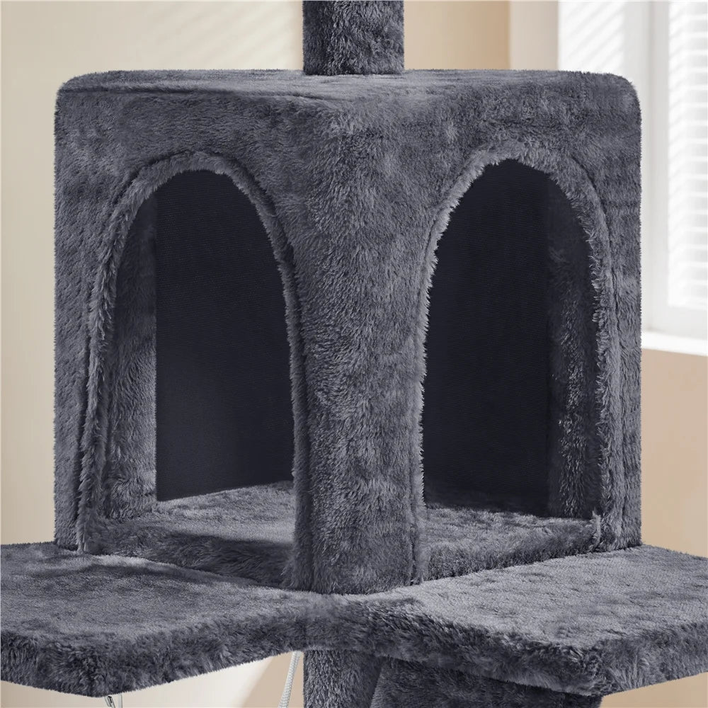 Cat Tree Tower with Hammock, Basket & Scratching Posts – Dark Gray, 54" (137 cm)