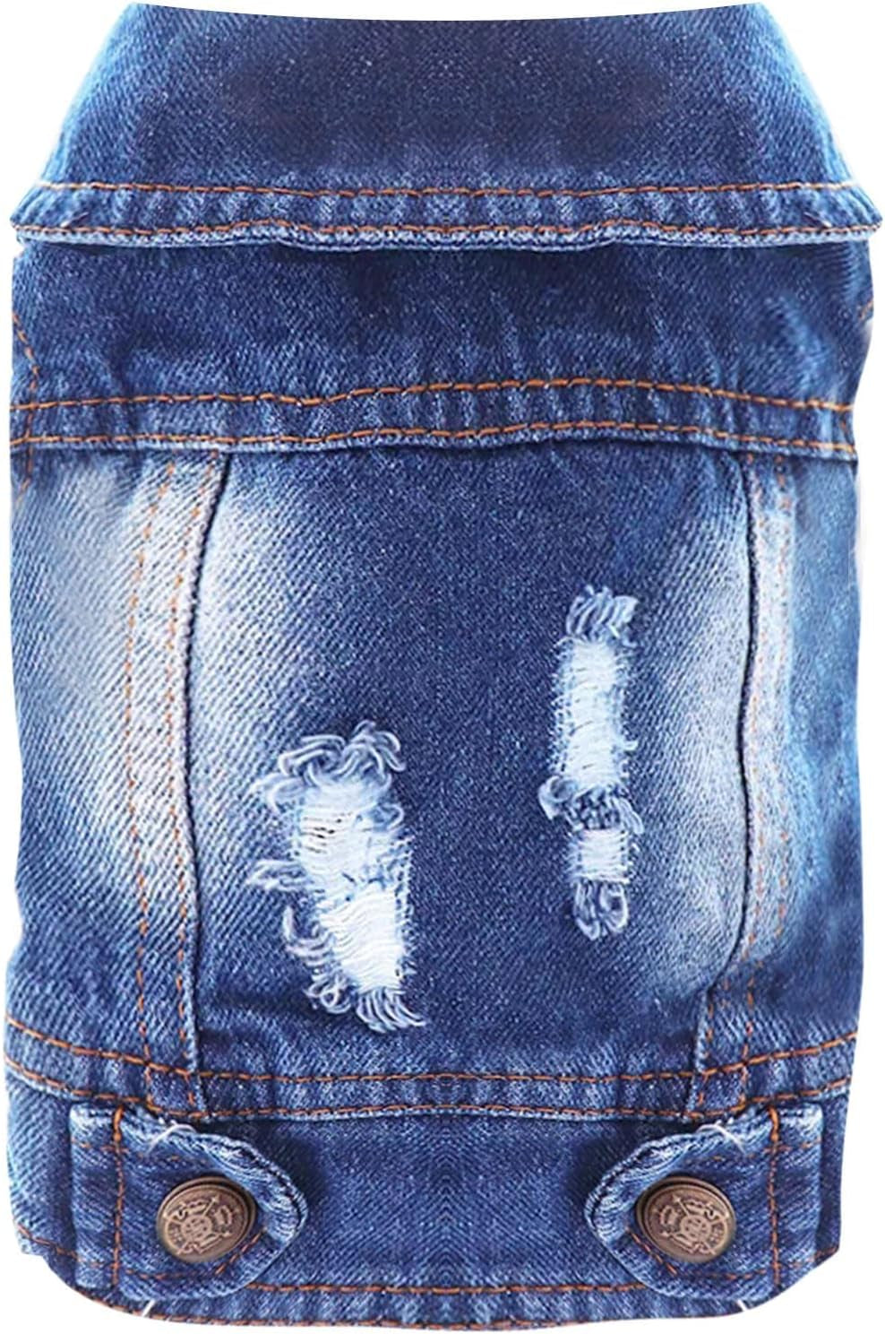 Dog Denim Jacket – Jean Vest for Small Pets (Blue, XS, 2-4 Lbs, 0.9–1.8 kg)